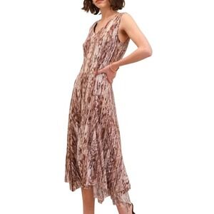 T.T Tahari Cheetah Print Asymmetrical Ruffle flare tank Mesh Fairygoth dress - S